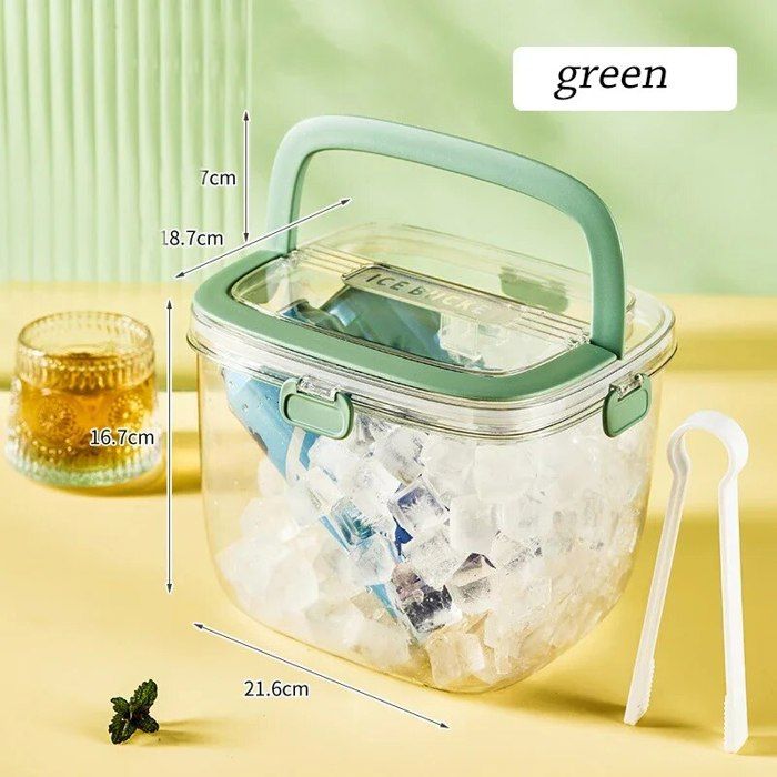Seau à Glace Avec Pince - Récipient En Acier Inoxydable Pour Congélateur Et Fêtes - Capacité Généreuse Avec Couvercle - 7