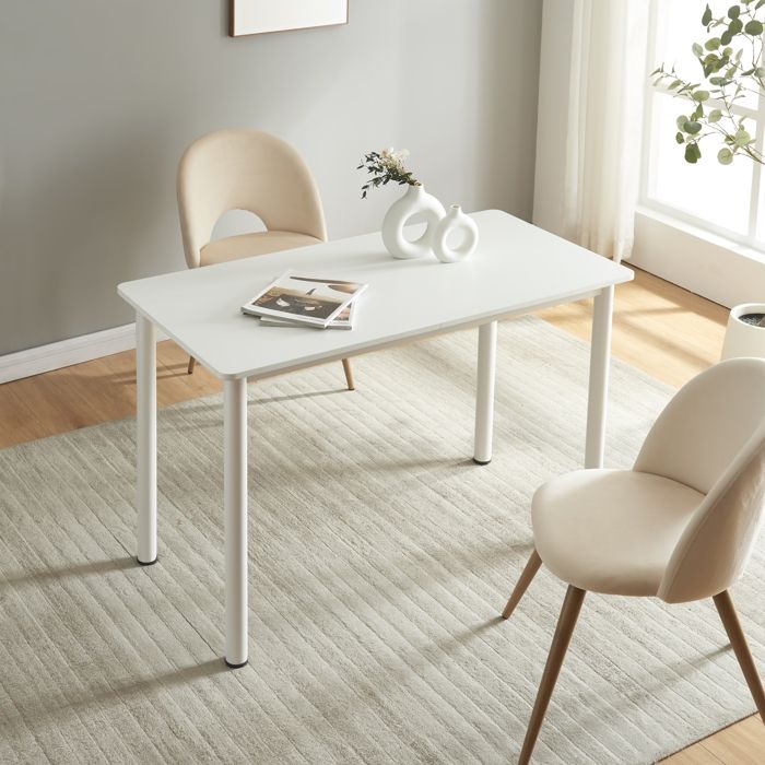 Table de salle à manger Tammela MDF acier 120 x 60 x 75 cm blanc