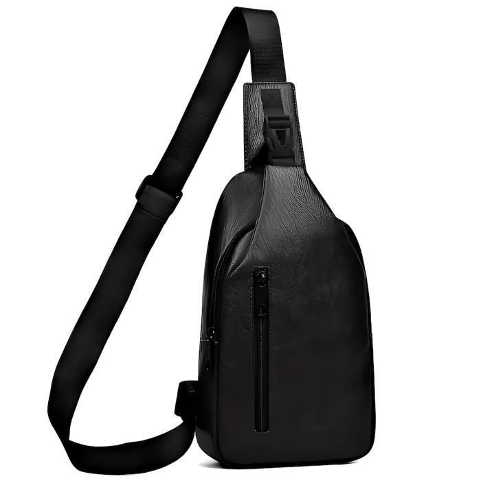 Belle petite sacoche en cuir noir pour homme