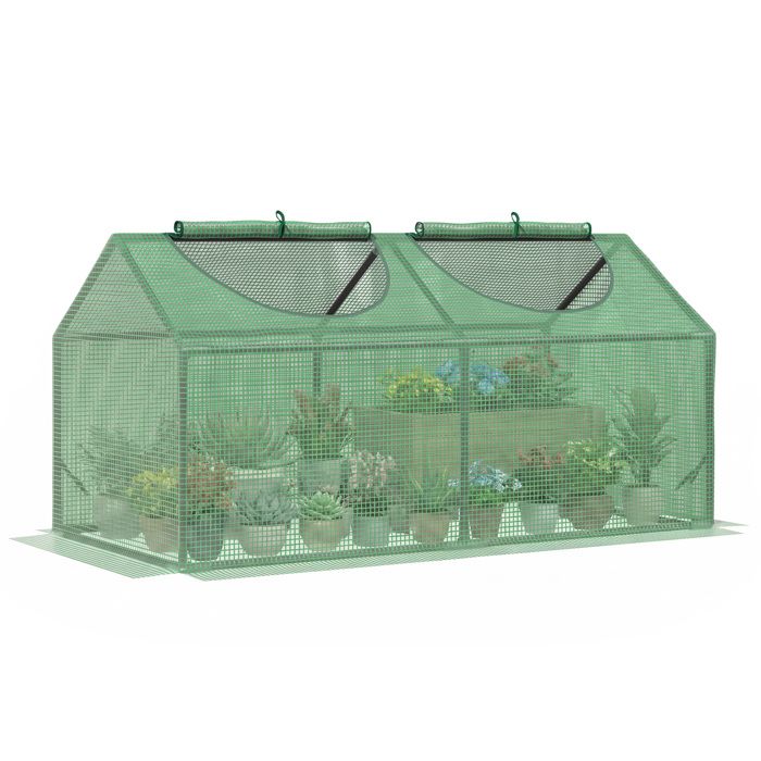 Serre de jardin - Outsunny - 2 fenêtres - couverture en PE haute densité 140 g/m² - cadre en acier - 120 x 60 x 60 cm - vert foncé