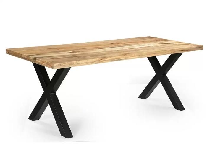 SEMARANG table de repas rectangulaire en bois massif et métal L.200 cm