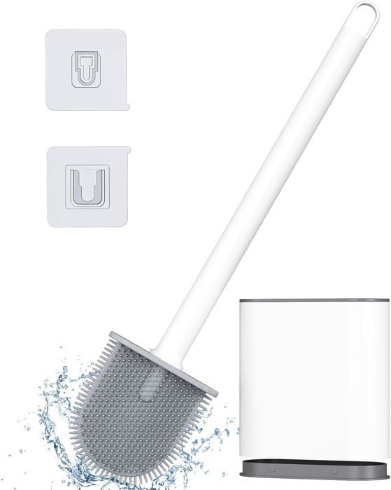 Brosse WC En Silicone Tesa - Rechange Pour Manche Métal - Gris Foncé 37,4x7,1cm
