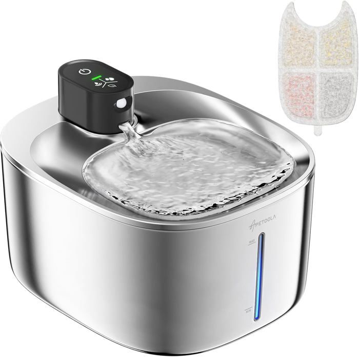 Meilleurs prix pour Fontaine A Eau Chat Inox Sans Fil En Acier,4L Fontaine Pour Chat Avec Capteur Automatique,Disponible Pour Les Animaux De Petite Et