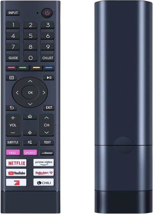 Télécommande Solaire Avec Commande Vocale Pour Hisense Smart TV – Modèle ERF6A66 – Compatible Nombreux Modèles (65U72NQ, 55U7NQ, Etc.)
