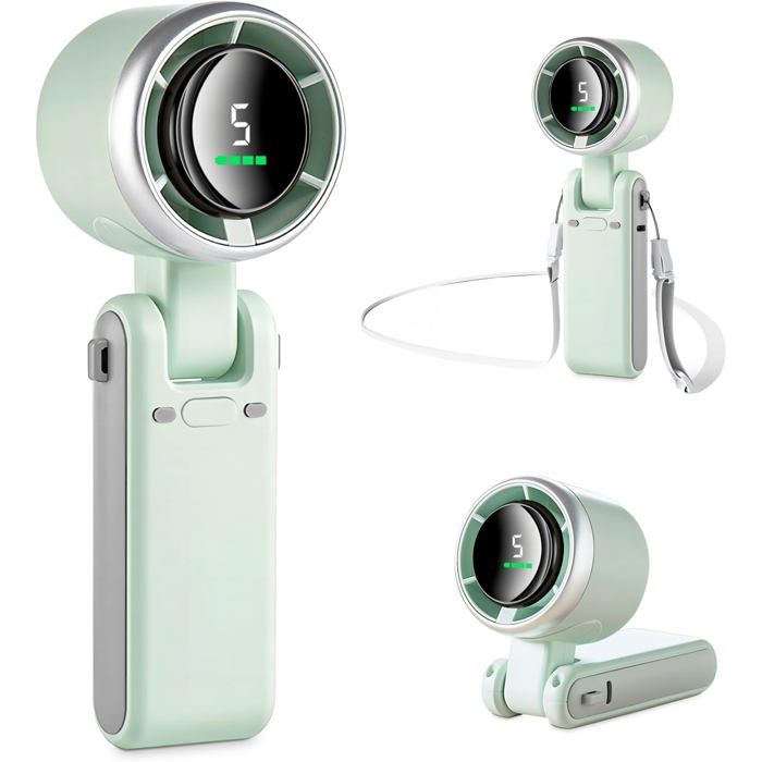 Ventilateur Portable - TELINEX - Mini Ventilateur - 5 Vitesses - 6000mAh - Vert - Telinex