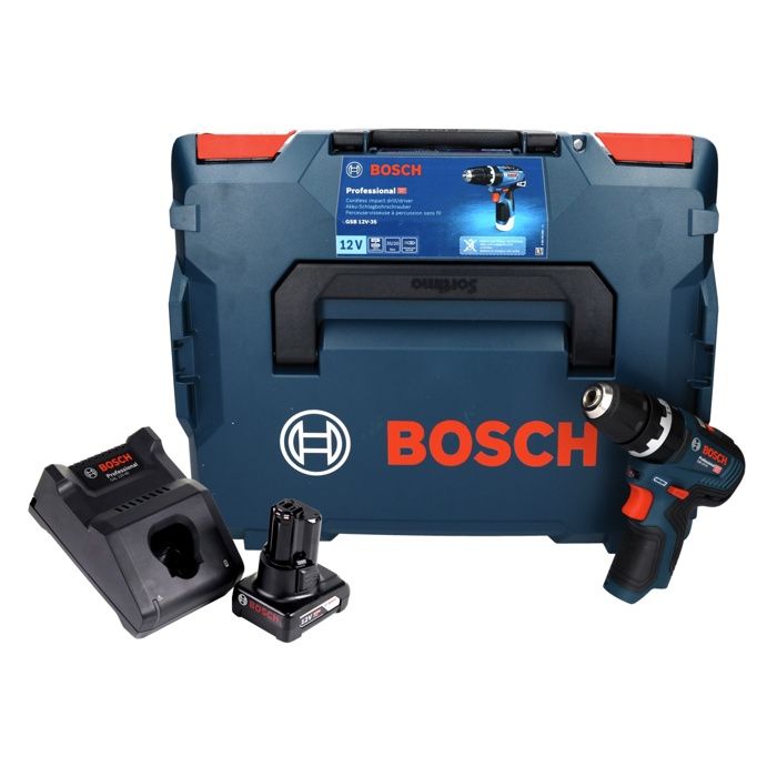 Bosch GSB 12V 35 Professional Perceuse visseuse à percussion sans fil 35 Nm Brushless 12V + 1x Batterie 6 0 Ah + Chargeur +Coffret Boxx - vue 2