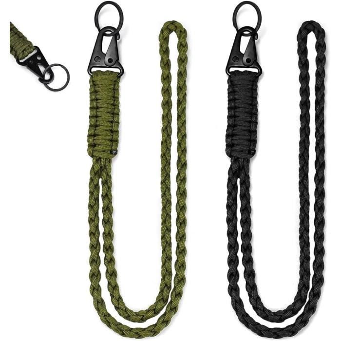 Lot De 2 Cordons Pour Badge Noir – Lanière Tour De Cou Porte-carte D'identité – Polyester Solide