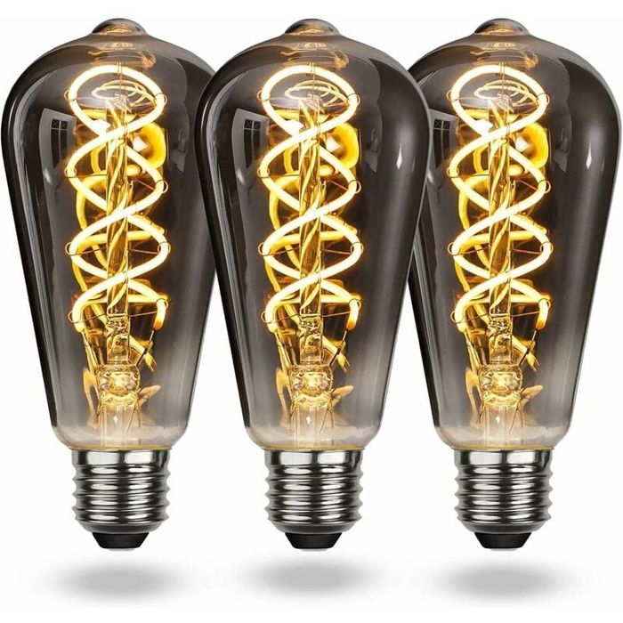 Ampoule LED E27 Vintage ST64 Edison 4W (équiv. 40W) Verre fumé Dimmable - Blanc chaud