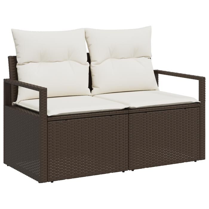 PROMOTION Canapé de jardin 2 places Anti-UV - avec rangement et coussins en poly rattan 13303 - BestMeuble