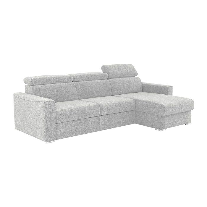Canapé dangle réversible convertible express en tissu chenille gris clair - Couchage 140 cm - Matelas 14 cm VIZIR