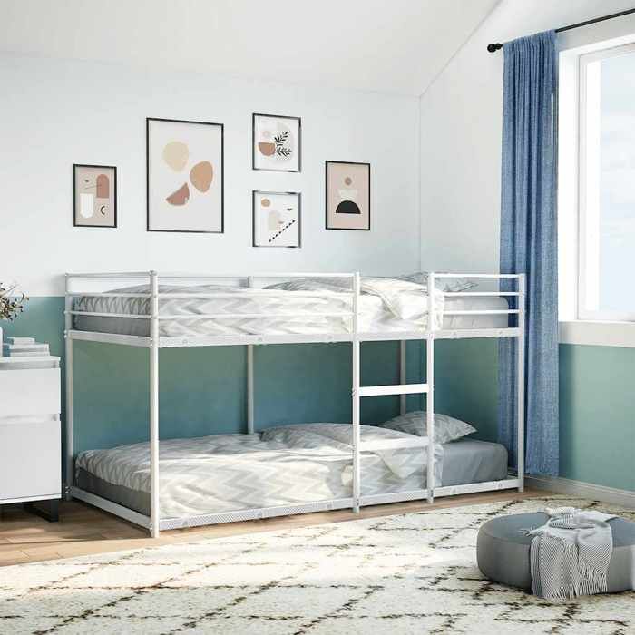 Lit superposé double - VIDAXL - MGH - Acier - 90x200 cm - Blanc - 2 places