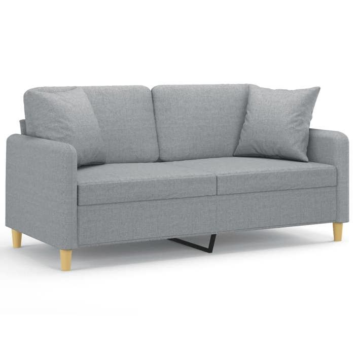 LMT - TOP@Canapé 2 places - Design accoudoirs - Sofa 2 personnes Classique - avec oreillers gris clair 140 cm tissu CC43161
