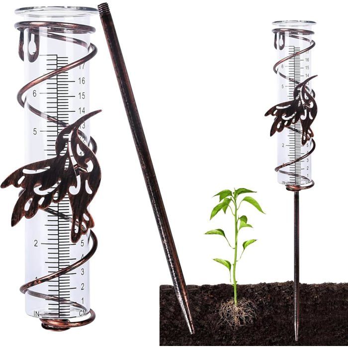 Lot De 2 Pluviomètres Transparents En Plastique Avec Piquet Pour Jardin - Mesure Précipitations 21,5 Cm