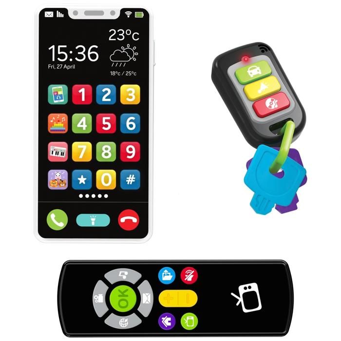 Meilleurs prix pour Pack 3 Jouets Électroniques 1x jouet smartphone 1x jouet clés de voiture et 1x jouet télécommande