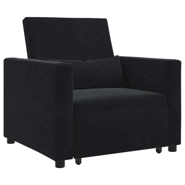 CHIC Canapé Lit Simple avec des roues Noir 90 x 165 x 87 cm Velours - 90.0x165.0x87.0 cm 201783 S11