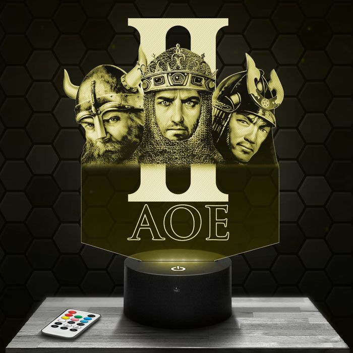 Lampe 3D - Age Of Empires II - AOE - Jouet Figurine Cadeau Age Of Empires AOE - Veilleuse Led Tactile avec socle au choix