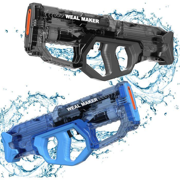 Pistolet a Eau Electrique 450ML – 2-en-1 manuel et automatique, portée 8M, recharge par absorption d’eau, jouet d'été puissant Pistolet a Eau Electrique 450ML – 2-en-1 manuel et automatique, portée 8M, recharge par absorption d’eau, jouet d'été puissant