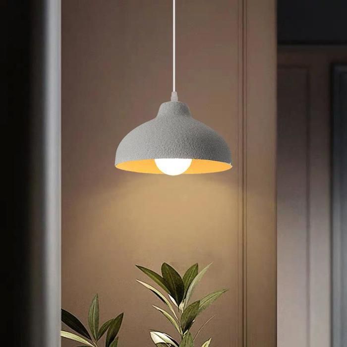 WOTTES 1 x Suspension Luminaire Créative Lustre Nordique Gris Ø25cm Abat-jour en Pierre Simulée Lampe Éclairage Cuisine