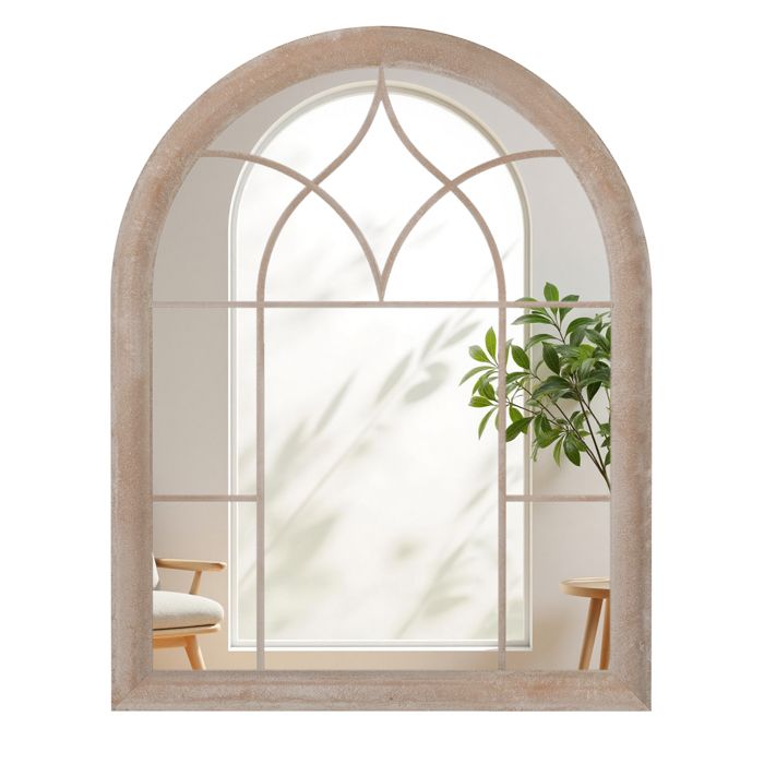 Miroir Mural Arqué 885 x 69 cm COSTWAY Cadre en Métal HD Miroir Décoratif Anti-Explosion Intér Extér pour Salon Entrée Cheminée