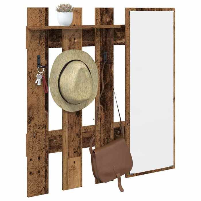 SOLDES DHIVER®ETAGÈRE MURALE charge maximale 40 kg - Marron Porte-manteau mural Design Mural - Bois Ancien - 100 x 10 x 100 cm - 65