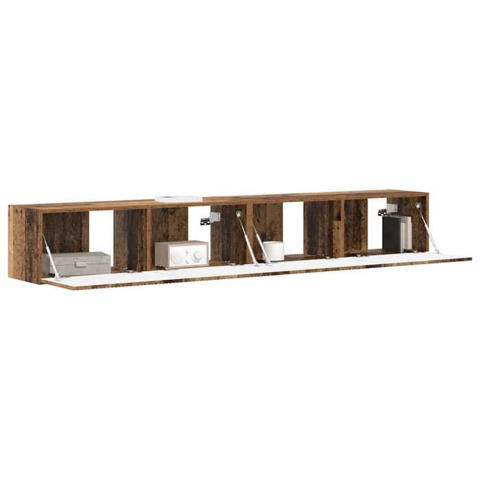 Sarazyj®Banc TV - meuble hifi - Marron Meuble TV mural - Lot de 2 - Bois Ancien - 60 x 31 x 29.5 cm - 36003