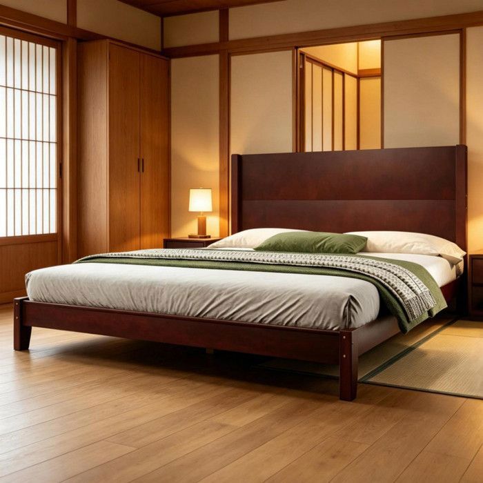 Modenuit Lit double 160x200 cm lit adulte avec tête de lit et sommier à lattes MDF et contreplaqué marron (sans matelas)