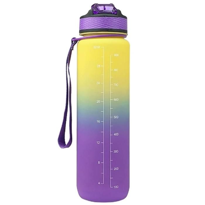 Gourde sport 1l  - BEARWIN -  grande capacité couvercle amovible avec paille et graduation pour les sports dété en plein air boire