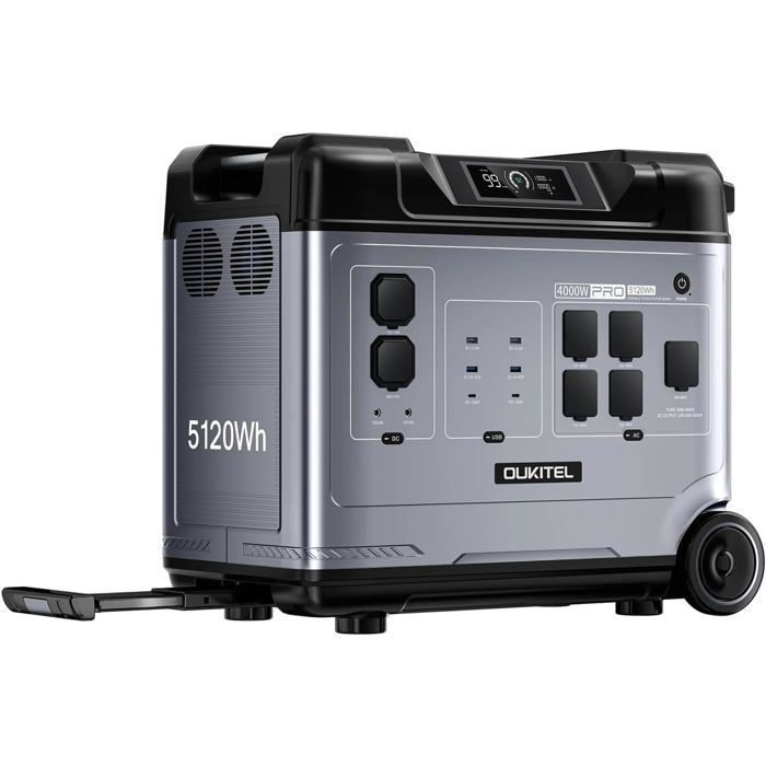 Station électrique portable OUKITEL P5000E Pro 5120Wh LiFePO4 8000W Peak avec UPS 3200W Contrôle APP Bluetooth