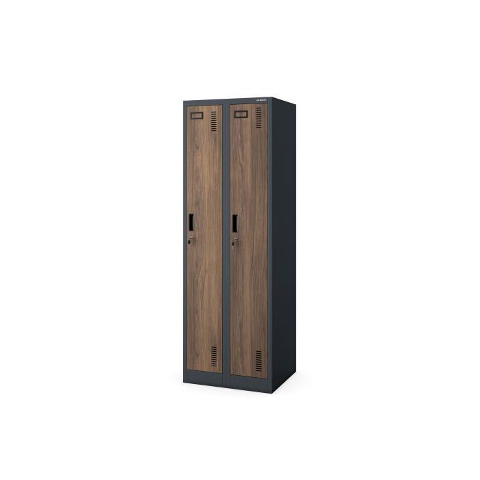 Armoire de bureau à deux compartiments anthracite / noyer : Eco Design KACPER II 600 x 1800 x 500 mm