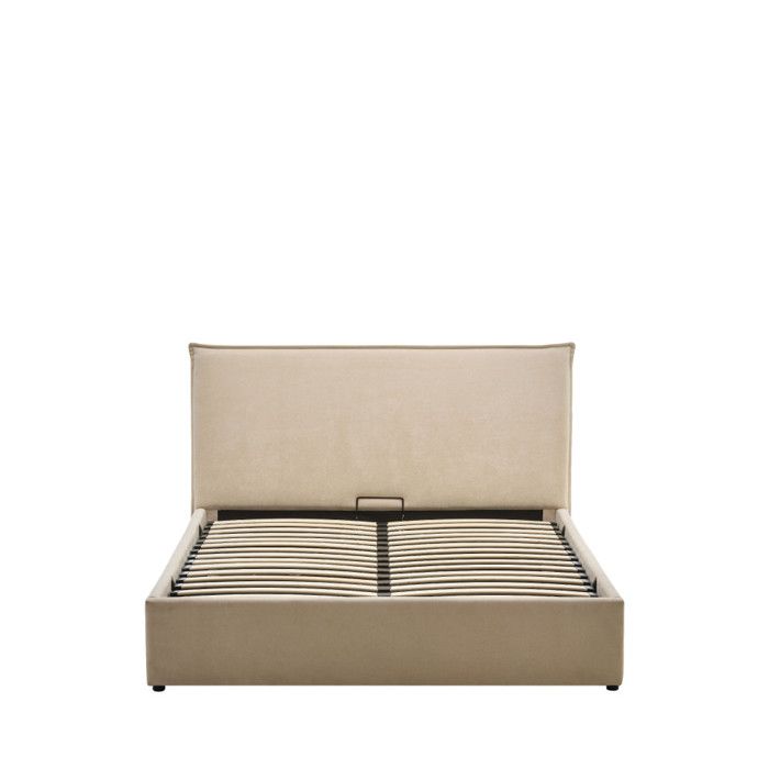 Cama - Lit coffre en tissu 140x190cm - Beige Cama - Lit coffre en tissu 140x190cm - Beige