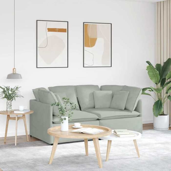 Sofa intérieure moderne vidaXL Canapé modulable avec coussins velours gris clair(6946）