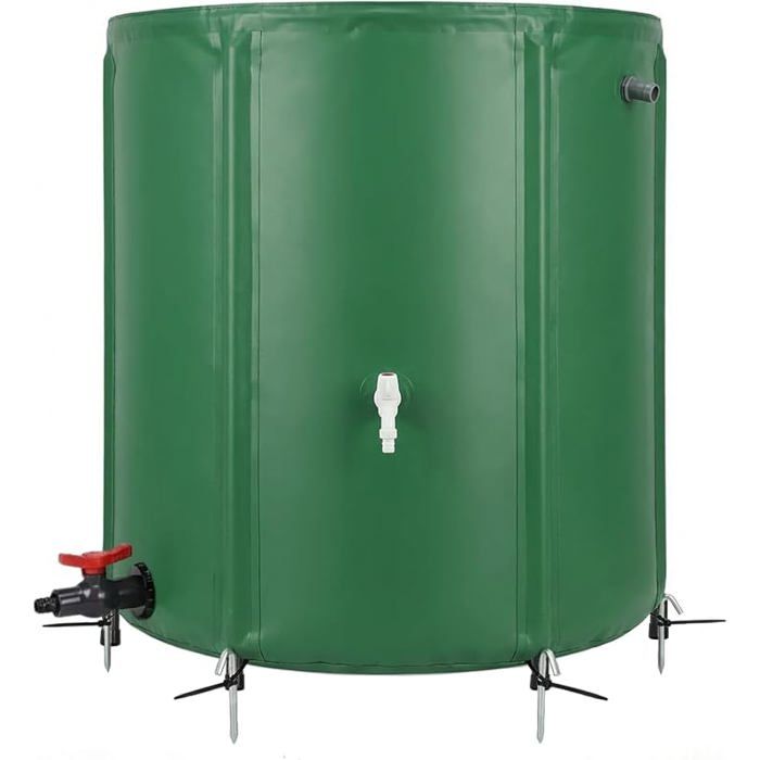 Récupérateur eau de Pluie Pliable 380L en PVC 1000D Réservoir eau de Pluie avec Kit ancrage au Sol