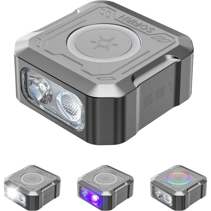 Lampe torche porte-clés SE1 EDC 300 lm UV anneau RGB aimant USB-C rechargeable métal CNC camping extérieur
