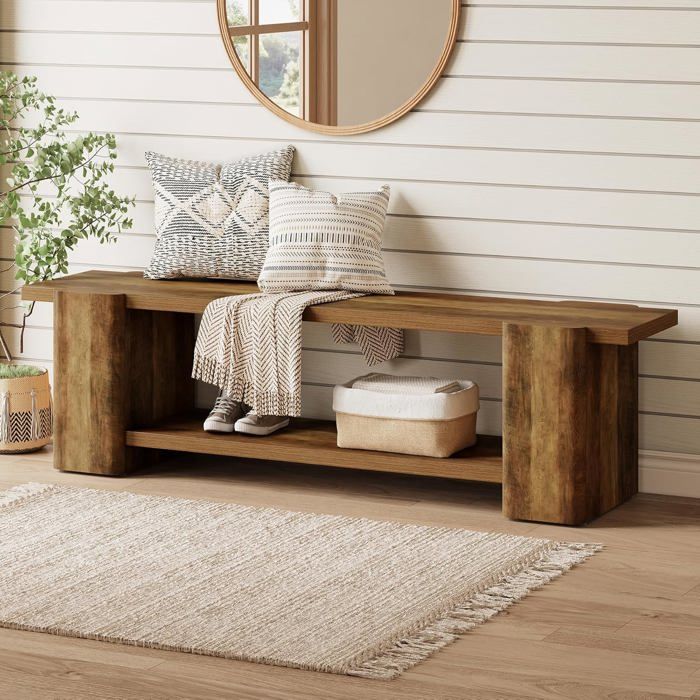 Banc dentrée - LITTLE TREE - Little Tree - Bois massif - 160×40×45 cm - Étagère de rangement