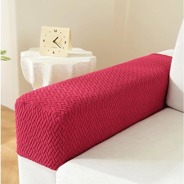 Lot de 2 housses daccoudoir élastiques anti-dérapantes pour canapé fauteuil inclinable protège-accoudoir stre HOUSSE DE FAUTEUIL