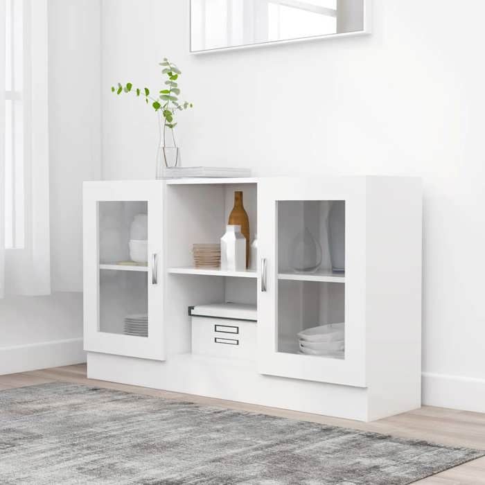Armoire à vitrine Blanc 120x30 5x70 cm Bois dingénierie - Cadre durable - design élégant(18709)
