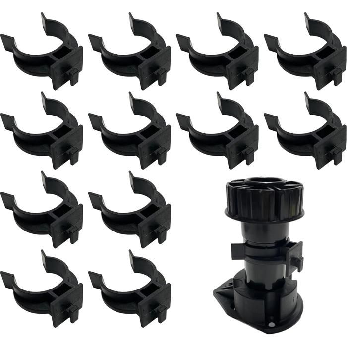 12 Clips de Plinthe pour Pieds de Meuble Réglables Fixation de Socle de Cuisine 4 x 3 5 cm Plastique Noir