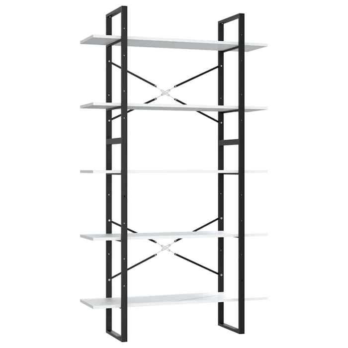 Blanc Bibliothèque à 5 niveaux Blanc 100x30x175 cm Bois dingénierie - Étagère Salon LV42950