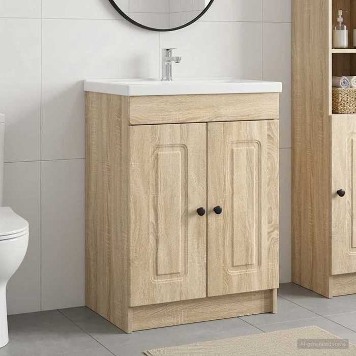 Maison Exclusive - Armoire sous évier de salle de bain Chêne Sonoma