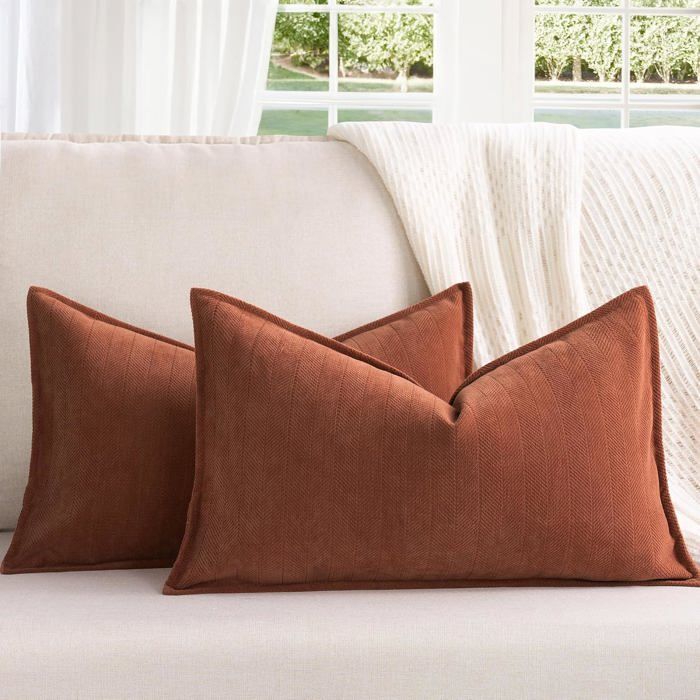 Lot de 2 housses de coussin rectangulaires 30 x 50 cm en chenille noir - Lavables en machine pour décoration intérieure