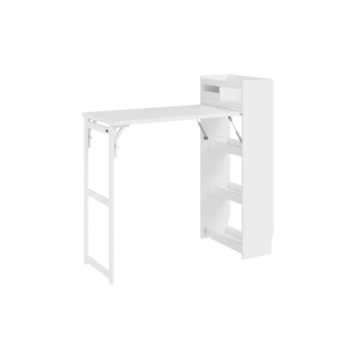 Îlot central de cuisine blanc pliable - SoBuy - Plan de travail avec rangement - Table pliante extensible - 3 étagères Îlot central de cuisine blanc pliable - SoBuy - Plan de travail avec rangement - Table pliante extensible - 3 étagères