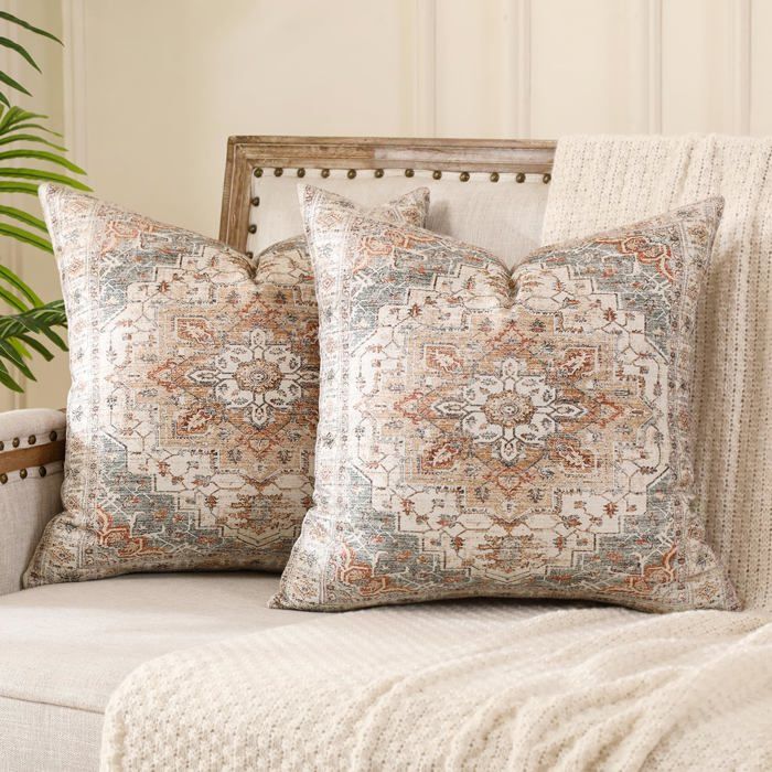Housse de Coussin Boheme 40x40 Beige Housse Coussin Ethnique Decatif Canape Rétro Boho Décatifs Beige 40 x 40 x 40 cm TAIE OREILLER