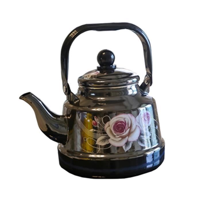 Bouilloire/théière En émail 2,2 L - Pour Cuisinière (induction, Gaz), Bec Verseur, Motif Floral Aléatoire