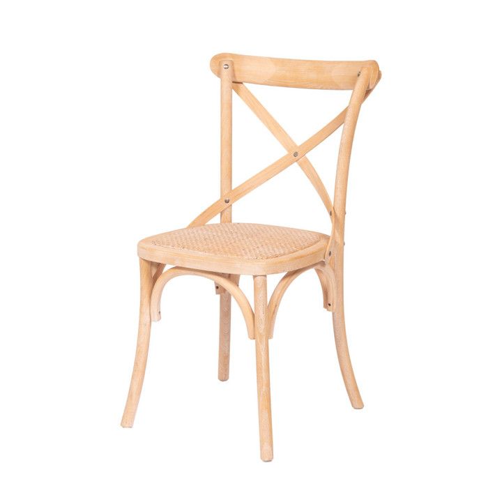 Chaise de salle à manger en orme et rotin Croisillon - Amadeus