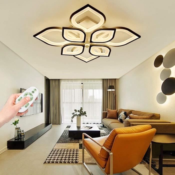 Plafonnier LED Dimmable Moderne 65W Noir - Design Géométrique, Lumière Réglable Blanc Chaud à Froid, Pour Salon/chambre - 9