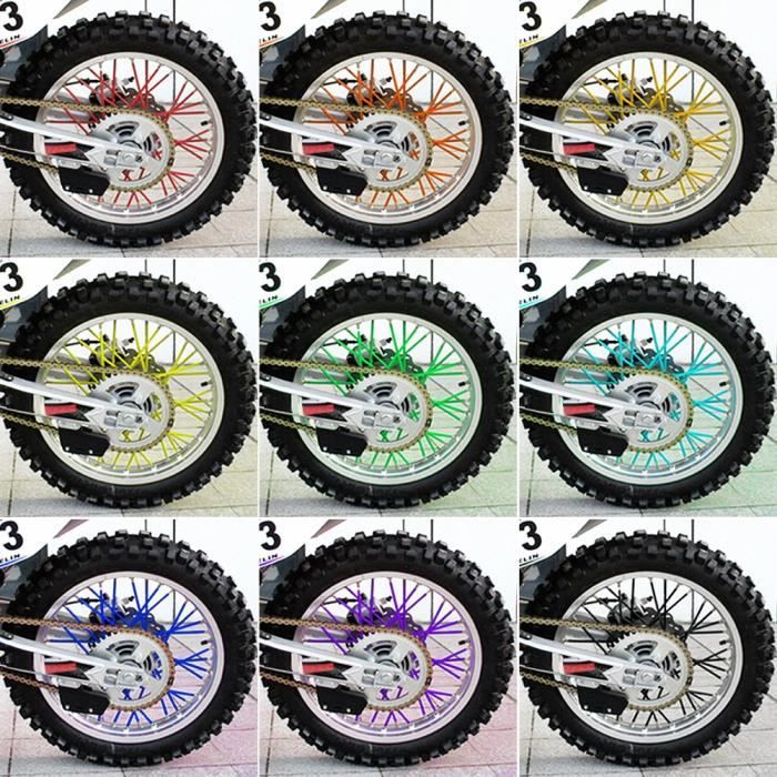Rose et blanc Duokon 72 pièces universel moto Dirt Bike roue jante couverture rayons peaux enveloppement Tubes 