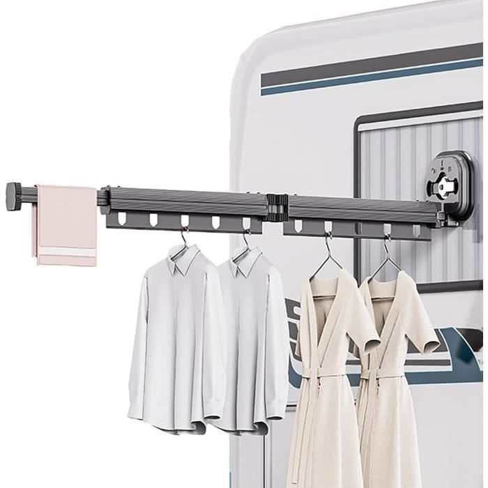 YCBTREE Étendoir à Linge Mural Pliable 60cm Acier - 25kg Charge 4 Crochets