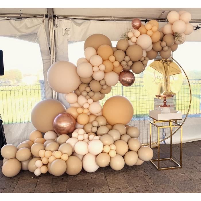 Arche Ballon Anniversaire Beige, Guirlande de Ballons Abricot