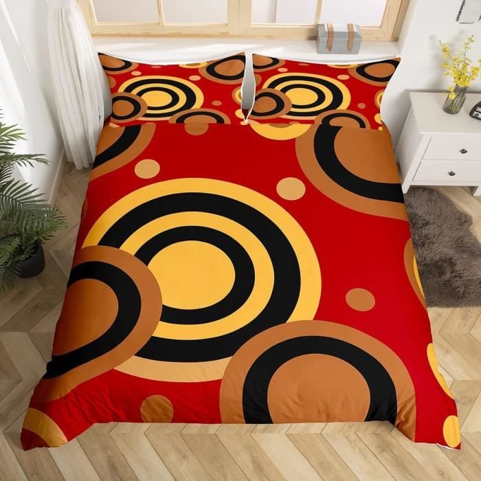 Parure De Lit 3 Pièces (housse De Couette 90x190 Cm + 2 Taies 65x65 Cm) - Jaune Géométrique, Polycoton, Fermeture éclair Cachée - Pour Toutes Saisons, Ne Décolore Pas