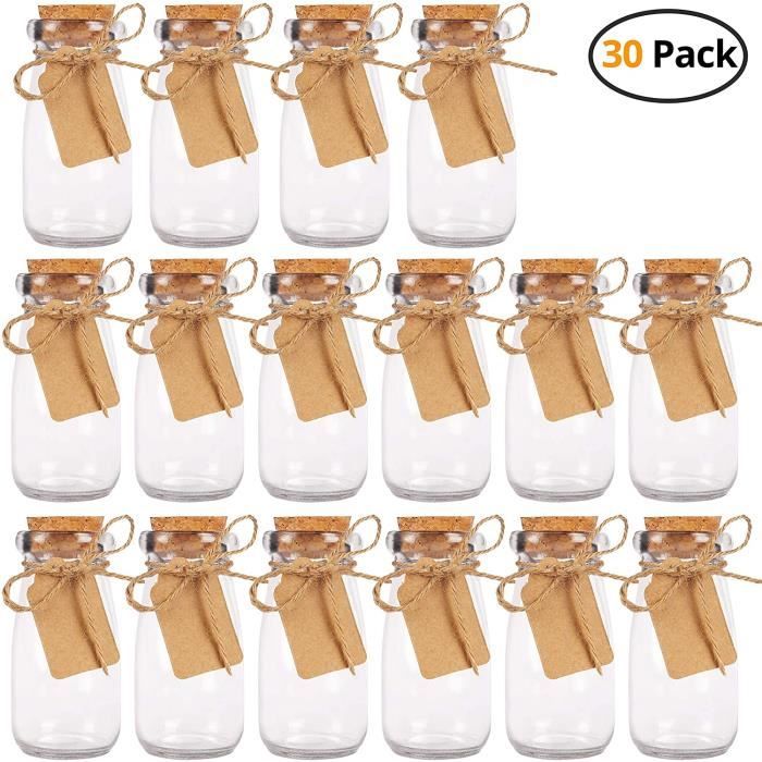 Lot De 20 Mini Bouteilles Verre 10ml Avec Bouchon Liège + Ficelle + Étiquettes - DIY, Cadeaux
